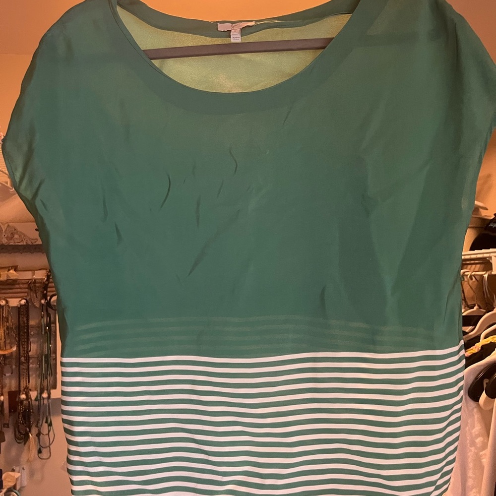 Joie Silk Green Stripe top size small